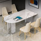 Stone Center Top Dining table Acrylic Double Pedestal Modern White Dinette Table Free Form 51.2"L x 27.6"W x 29.5"H Without Chairs Clearhalo 'Dining Tables & Seating' 'Dining Tables' 'dining_table' 'furn' 'furn_dining_table' 'Furniture' 'furniture_dining_table' 'Kitchen & Dining Furniture' 5043227