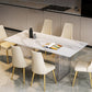 Stone Center Top Dining table Acrylic Double Pedestal Modern White Dinette Table Clearhalo 'Dining Tables & Seating' 'Dining Tables' 'dining_table' 'furn' 'furn_dining_table' 'Furniture' 'furniture_dining_table' 'Kitchen & Dining Furniture' 5043232