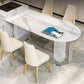 Stone Center Top Dining table Acrylic Double Pedestal Modern White Dinette Table Clearhalo 'Dining Tables & Seating' 'Dining Tables' 'dining_table' 'furn' 'furn_dining_table' 'Furniture' 'furniture_dining_table' 'Kitchen & Dining Furniture' 5043234