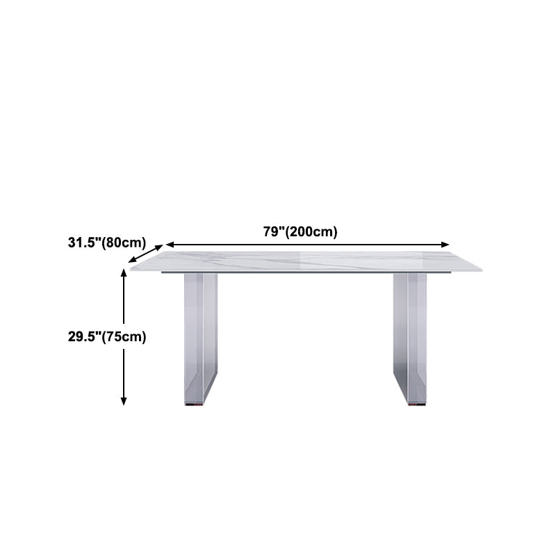 Stone Center Top Dining table Acrylic Double Pedestal Modern White Dinette Table Clearhalo 'Dining Tables & Seating' 'Dining Tables' 'dining_table' 'furn' 'furn_dining_table' 'Furniture' 'furniture_dining_table' 'Kitchen & Dining Furniture' 5043245