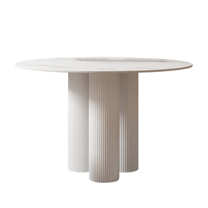Round Standard Height Dining Table Modern Stone and Metal White Dinette Table Legs 51.2"L x 51.2"W x 29.5"H Without Chairs Clearhalo 'Dining Tables & Seating' 'Dining Tables' 'dining_table' 'furn' 'furn_dining_table' 'Furniture' 'furniture_dining_table' 'Kitchen & Dining Furniture' 5043250