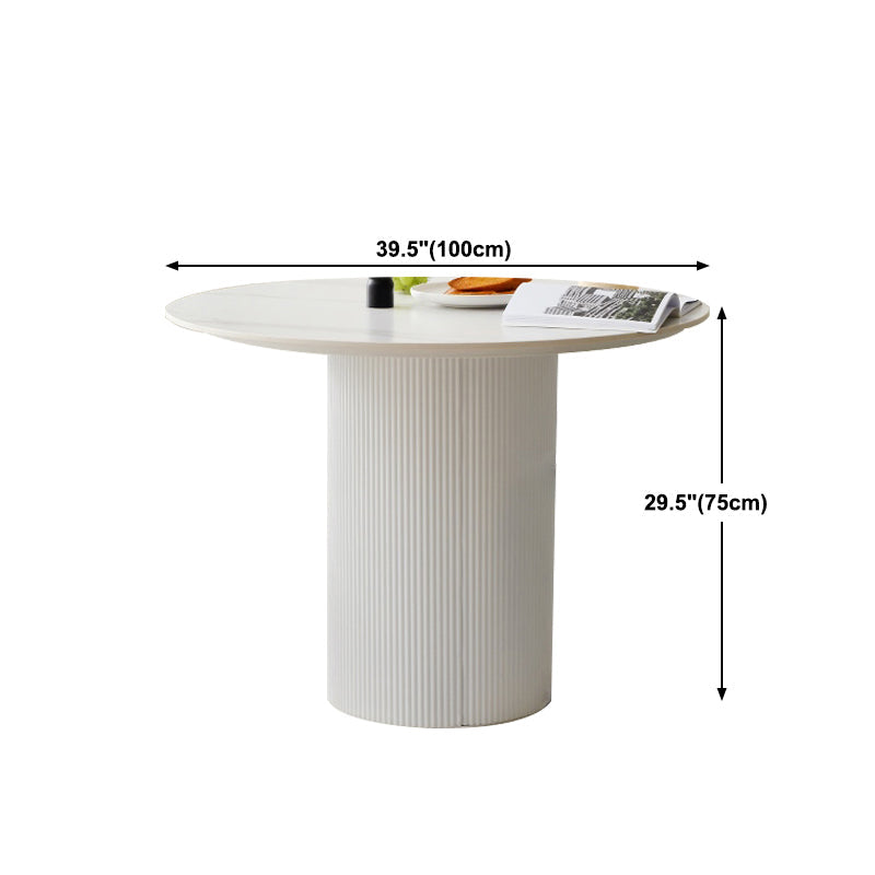 Round Standard Height Dining Table Modern Stone and Metal White Dinette Table Clearhalo 'Dining Tables & Seating' 'Dining Tables' 'dining_table' 'furn' 'furn_dining_table' 'Furniture' 'furniture_dining_table' 'Kitchen & Dining Furniture' 5043260