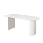 Irregular Shape Dining Table in White Modern Island Table with Double Pedestal Without Chairs Clearhalo 'Dining Tables & Seating' 'Dining Tables' 'dining_table' 'furn' 'furn_dining_table' 'Furniture' 'furniture_dining_table' 'Kitchen & Dining Furniture' 5043270
