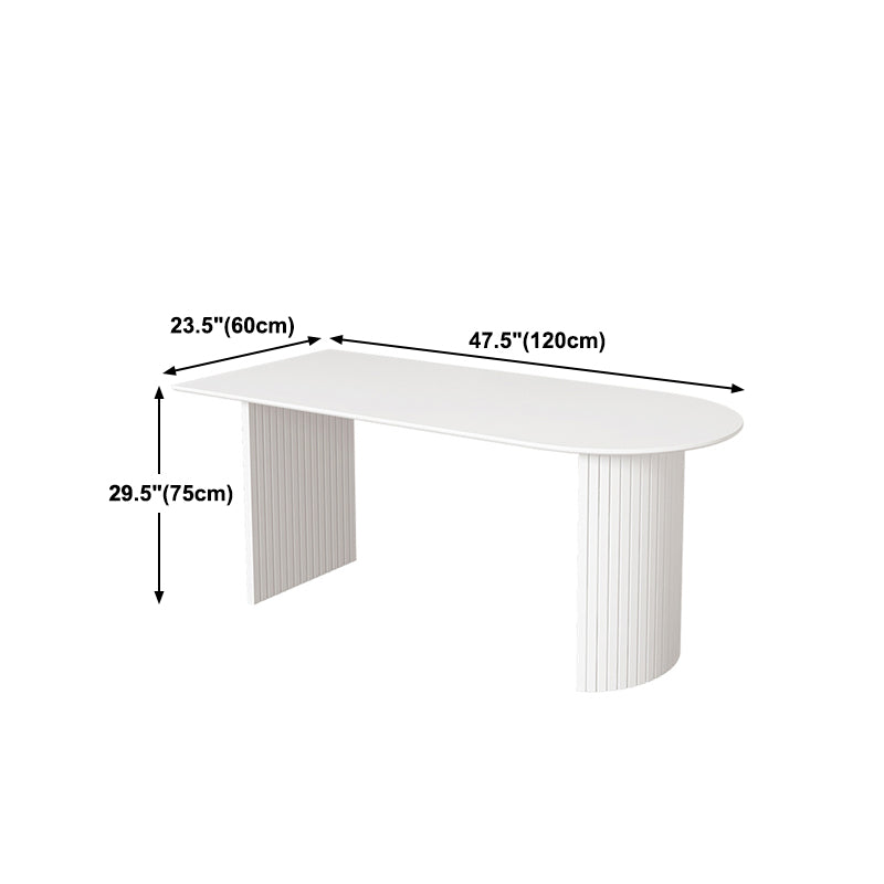 Irregular Shape Dining Table in White Modern Island Table with Double Pedestal Clearhalo 'Dining Tables & Seating' 'Dining Tables' 'dining_table' 'furn' 'furn_dining_table' 'Furniture' 'furniture_dining_table' 'Kitchen & Dining Furniture' 5043273