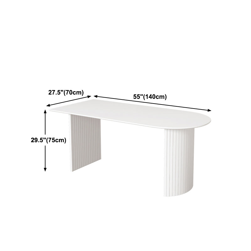 Irregular Shape Dining Table in White Modern Island Table with Double Pedestal Clearhalo 'Dining Tables & Seating' 'Dining Tables' 'dining_table' 'furn' 'furn_dining_table' 'Furniture' 'furniture_dining_table' 'Kitchen & Dining Furniture' 5043274
