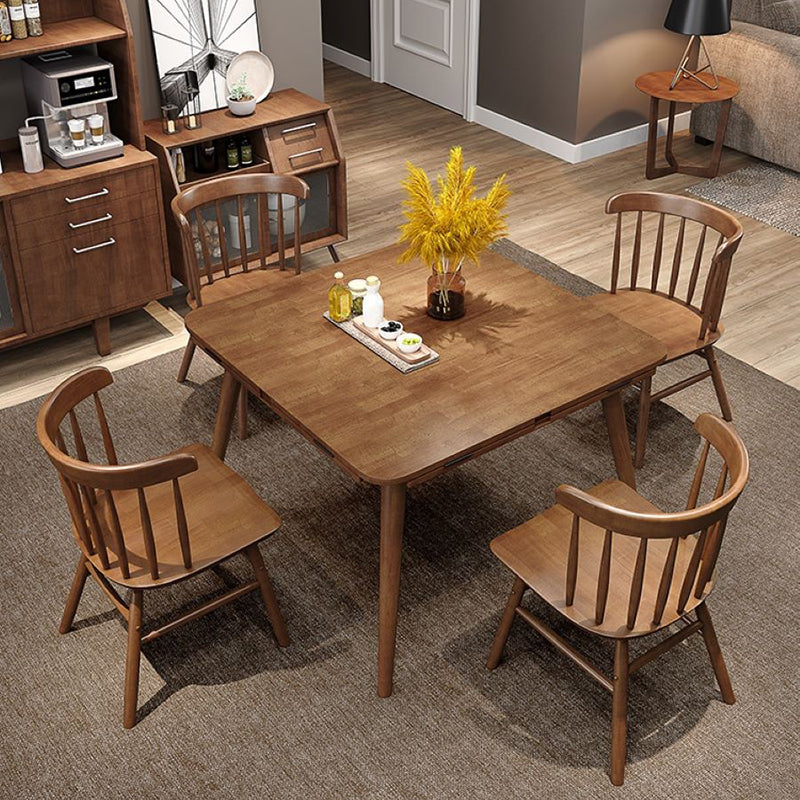 Industrial Solid Wood Dining Table Extendable Trestle Dining Table with 4 Legs Clearhalo 'Dining Tables & Seating' 'Dining Tables' 'dining_table' 'furn' 'furn_dining_table' 'Furniture' 'furniture_dining_table' 'Kitchen & Dining Furniture' 5043307