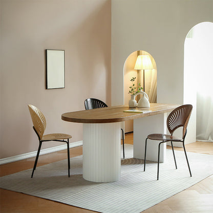 Modern Dining Oval Table Dining Wooden Table for Restaurant with Wood Legs 55.1"L x 27.6"W x 29.5"H Without Chairs Clearhalo 'Dining Tables & Seating' 'Dining Tables' 'dining_table' 'furn' 'furn_dining_table' 'Furniture' 'furniture_dining_table' 'Kitchen & Dining Furniture' 5043318