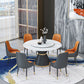 Round Stone Dining Table Black Base Traditional Luxury Dinette Table in White Gloss White 47.2"L x 47.2"W x 29.5"H Without Chairs Clearhalo 'Dining Tables & Seating' 'Dining Tables' 'dining_table' 'furn' 'furn_dining_table' 'Furniture' 'furniture_dining_table' 'Kitchen & Dining Furniture' 5043338