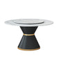 Round Stone Dining Table Black Base Traditional Luxury Dinette Table in White Gloss White Without Chairs Clearhalo 'Dining Tables & Seating' 'Dining Tables' 'dining_table' 'furn' 'furn_dining_table' 'Furniture' 'furniture_dining_table' 'Kitchen & Dining Furniture' 5043342