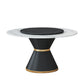 Round Stone Dining Table Black Base Traditional Luxury Dinette Table in White White Black Without Chairs Clearhalo 'Dining Tables & Seating' 'Dining Tables' 'dining_table' 'furn' 'furn_dining_table' 'Furniture' 'furniture_dining_table' 'Kitchen & Dining Furniture' 5043347