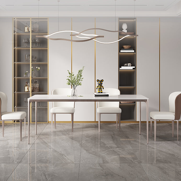 Sintered Stone Top Luxury White Table for Restaurant Rectangle Dining Table with 4 Legs 70.9"L x 35.4"W x 29.5"H Clearhalo 'Dining Tables & Seating' 'Dining Tables' 'dining_table' 'Furniture' 'furniture_dining_table' 'Kitchen & Dining Furniture' 5043360