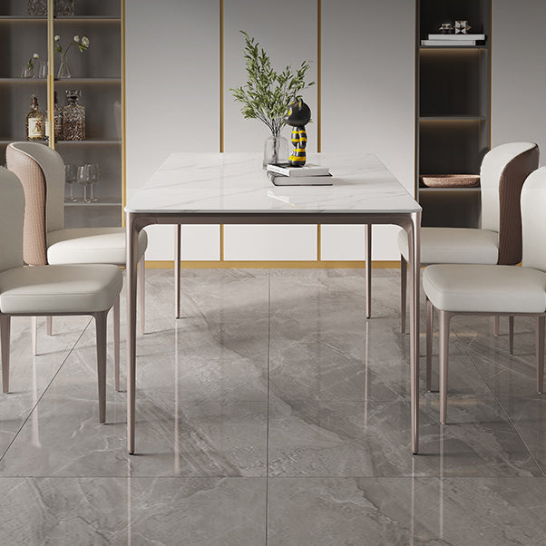 Sintered Stone Top Luxury White Table for Restaurant Rectangle Dining Table with 4 Legs 51.2"L x 31.5"W x 29.5"H Clearhalo 'Dining Tables & Seating' 'Dining Tables' 'dining_table' 'Furniture' 'furniture_dining_table' 'Kitchen & Dining Furniture' 5043362