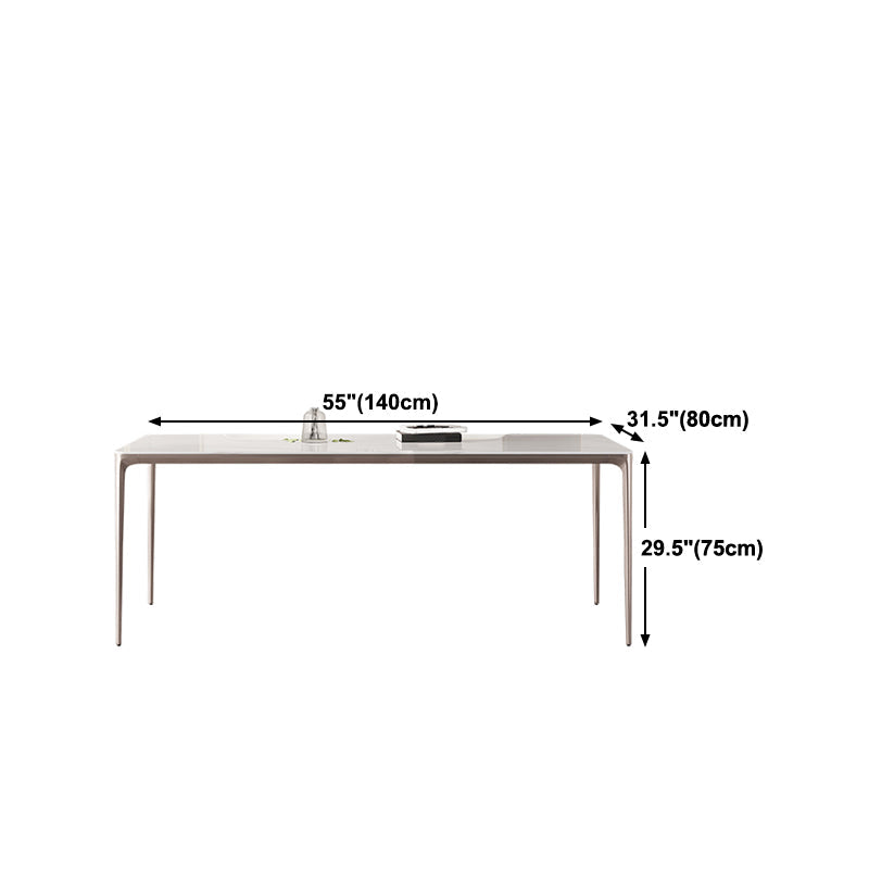 Sintered Stone Top Luxury White Table for Restaurant Rectangle Dining Table with 4 Legs Clearhalo 'Dining Tables & Seating' 'Dining Tables' 'dining_table' 'Furniture' 'furniture_dining_table' 'Kitchen & Dining Furniture' 5043367