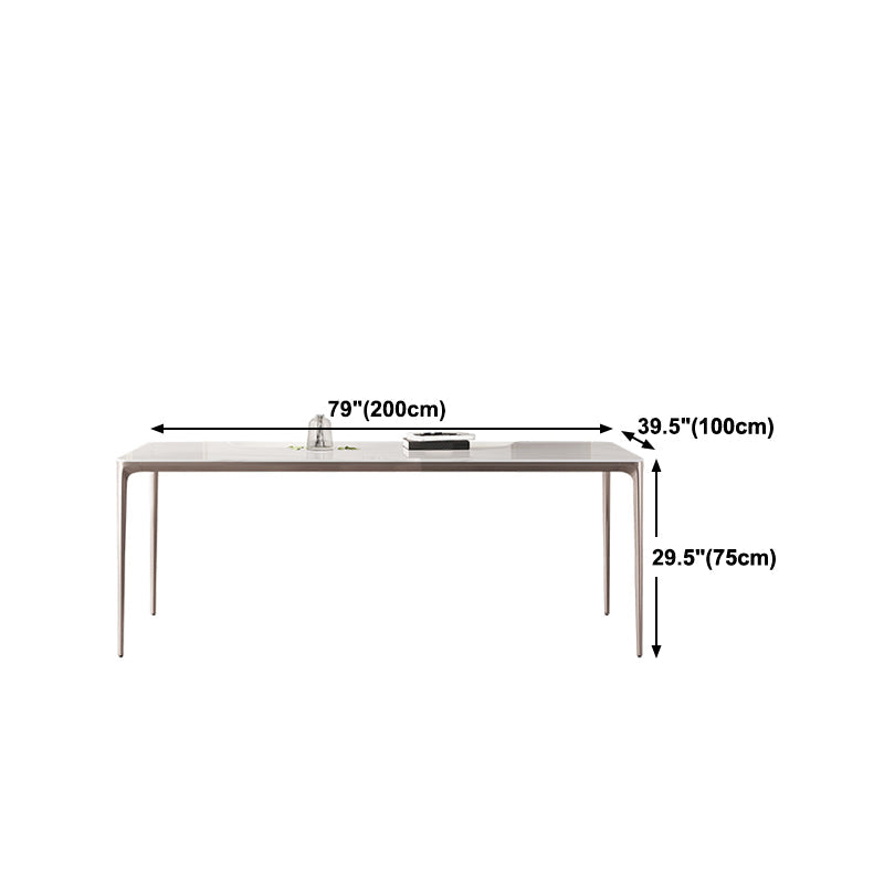Sintered Stone Top Luxury White Table for Restaurant Rectangle Dining Table with 4 Legs Clearhalo 'Dining Tables & Seating' 'Dining Tables' 'dining_table' 'Furniture' 'furniture_dining_table' 'Kitchen & Dining Furniture' 5043371