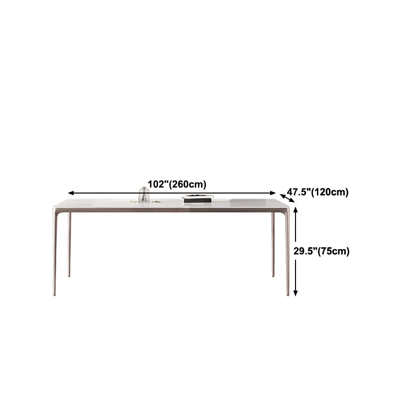 Sintered Stone Top Luxury White Table for Restaurant Rectangle Dining Table with 4 Legs Clearhalo 'Dining Tables & Seating' 'Dining Tables' 'dining_table' 'Furniture' 'furniture_dining_table' 'Kitchen & Dining Furniture' 5043374