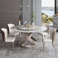 Modern Home Sintered Stone Table Round Pedestal Dining Table Pandora Gold 53.1"L x 53.1"W x 29.5"H Without Chairs Clearhalo 'Dining Tables & Seating' 'Dining Tables' 'dining_table' 'furn' 'furn_dining_table' 'Furniture' 'furniture_dining_table' 'Kitchen & Dining Furniture' 5043410