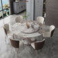 Modern Home Sintered Stone Table Round Pedestal Dining Table Pandora Gold 43.3"L x 43.3"W x 29.5"H Without Chairs Clearhalo 'Dining Tables & Seating' 'Dining Tables' 'dining_table' 'furn' 'furn_dining_table' 'Furniture' 'furniture_dining_table' 'Kitchen & Dining Furniture' 5043411
