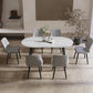 Modern Oval Dinette Table White Home Kitchen Dinner Stone Top 4-foot Resin Table Clearhalo 'Dining Tables & Seating' 'Dining Tables' 'dining_table' 'furn' 'furn_dining_table' 'Furniture' 'furniture_dining_table' 'Kitchen & Dining Furniture' 5043460