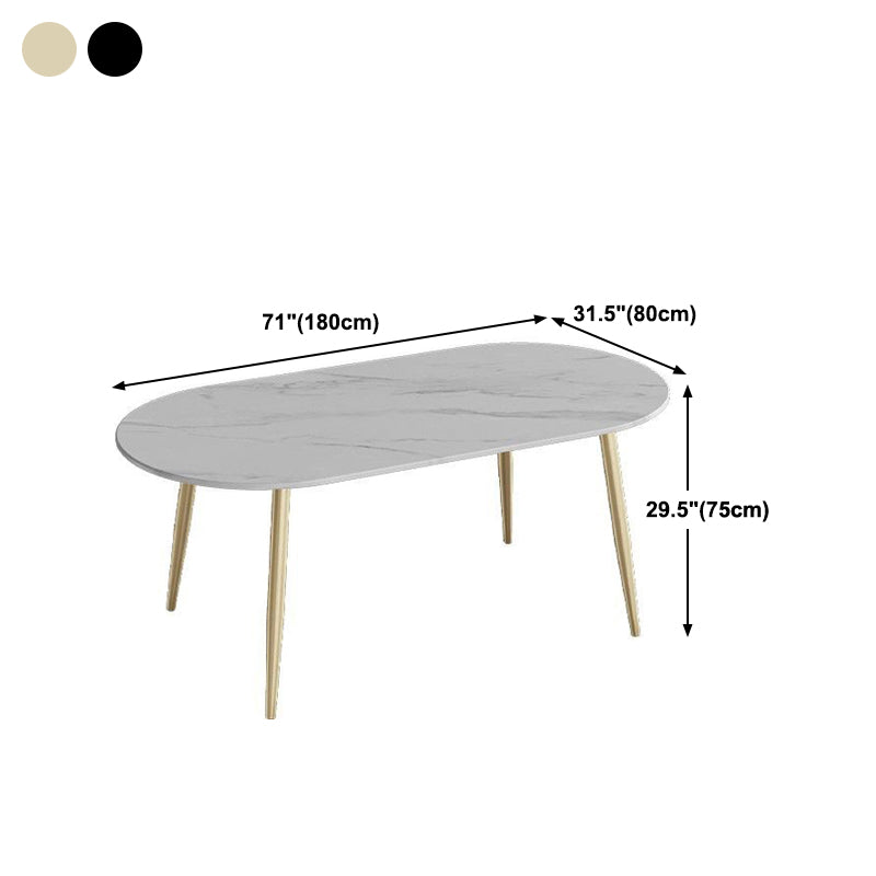 Modern Oval Dinette Table White Home Kitchen Dinner Stone Top 4-foot Resin Table Clearhalo 'Dining Tables & Seating' 'Dining Tables' 'dining_table' 'furn' 'furn_dining_table' 'Furniture' 'furniture_dining_table' 'Kitchen & Dining Furniture' 5043468