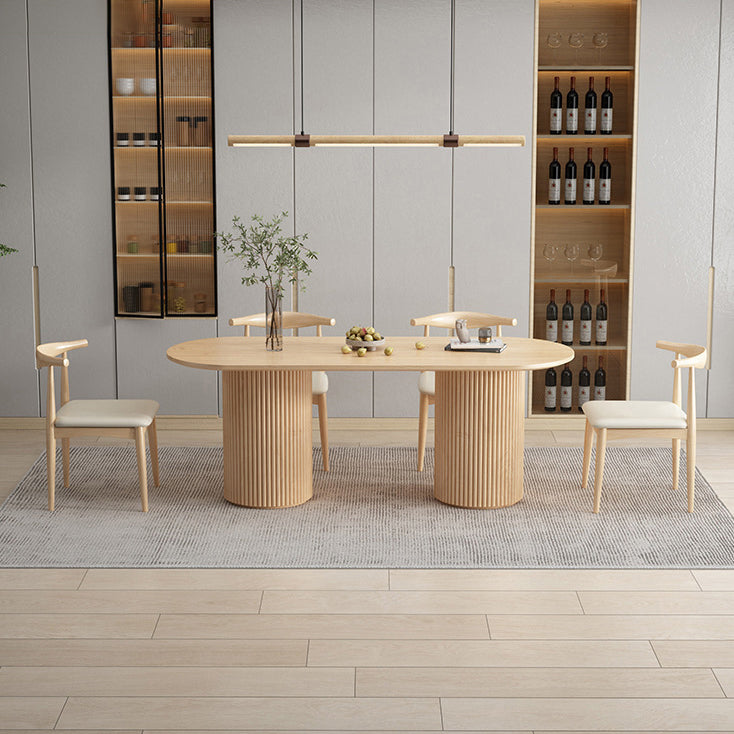Contemporary Style Dining Oval Table Dining Wooden Table for Restaurant with Wood Legs 47.2"L x 23.6"W x 29.5"H Without Chairs Clearhalo 'Dining Tables & Seating' 'Dining Tables' 'dining_table' 'furn' 'furn_dining_table' 'Furniture' 'furniture_dining_table' 'Kitchen & Dining Furniture' 5043472
