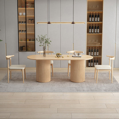 Contemporary Style Dining Oval Table Dining Wooden Table for Restaurant with Wood Legs 47.2"L x 23.6"W x 29.5"H Without Chairs Clearhalo 'Dining Tables & Seating' 'Dining Tables' 'dining_table' 'furn' 'furn_dining_table' 'Furniture' 'furniture_dining_table' 'Kitchen & Dining Furniture' 5043472