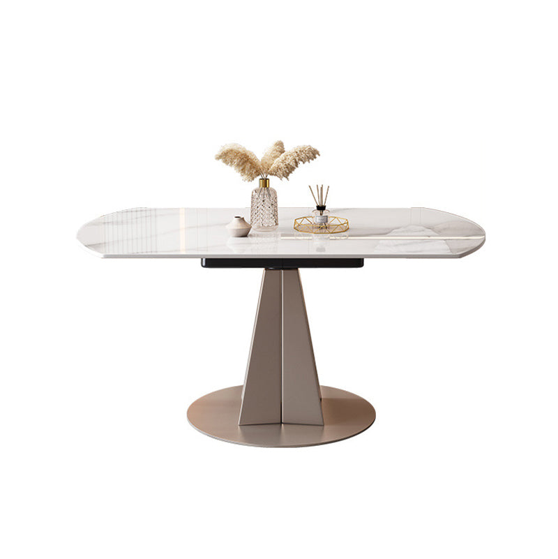 Modern Style Metal Dining Table Sintered Stone Top Table for Dining Room White Without Chairs Clearhalo 'Dining Tables & Seating' 'Dining Tables' 'dining_table' 'furn' 'furn_dining_table' 'Furniture' 'furniture_dining_table' 'Kitchen & Dining Furniture' 5043517