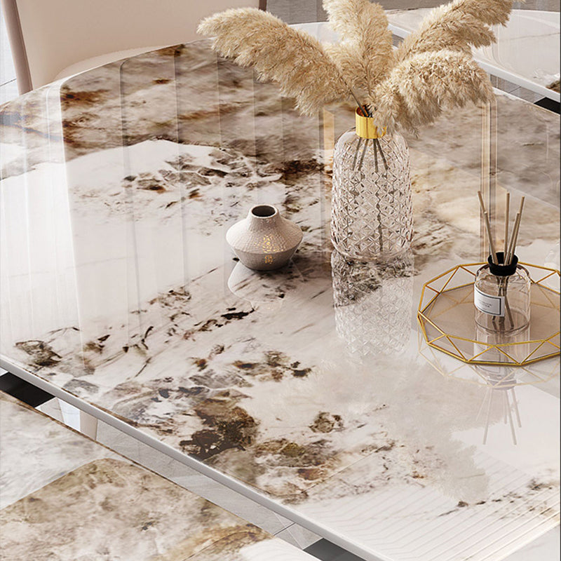 Modern Style Metal Dining Table Sintered Stone Top Table for Dining Room Clearhalo 'Dining Tables & Seating' 'Dining Tables' 'dining_table' 'furn' 'furn_dining_table' 'Furniture' 'furniture_dining_table' 'Kitchen & Dining Furniture' 5043521