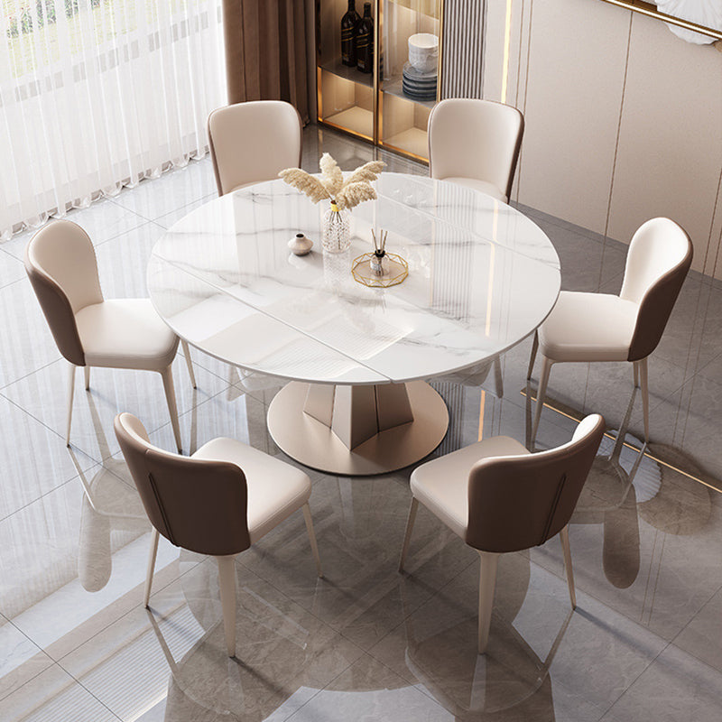 Modern Style Metal Dining Table Sintered Stone Top Table for Dining Room Clearhalo 'Dining Tables & Seating' 'Dining Tables' 'dining_table' 'furn' 'furn_dining_table' 'Furniture' 'furniture_dining_table' 'Kitchen & Dining Furniture' 5043522