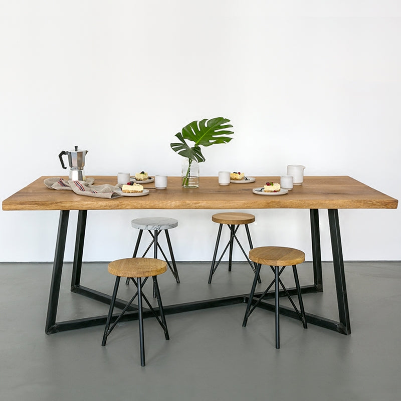 Industrial Solid Wood Table for Restaurant Rectangle Dining Table with Trestle Base 86.6"L x 31.5"W x 29.5"H Without Chairs Clearhalo 'Dining Tables & Seating' 'Dining Tables' 'dining_table' 'furn' 'furn_dining_table' 'Furniture' 'furniture_dining_table' 'Kitchen & Dining Furniture' 5043529