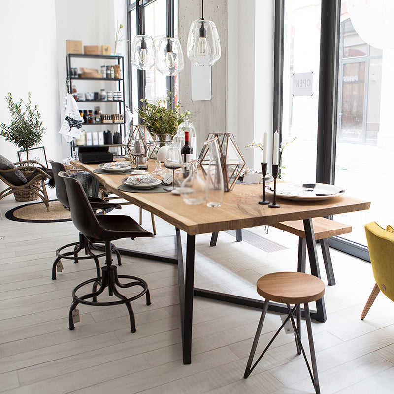 Industrial Solid Wood Table for Restaurant Rectangle Dining Table with Trestle Base 94.5"L x 35.4"W x 29.5"H Without Chairs Clearhalo 'Dining Tables & Seating' 'Dining Tables' 'dining_table' 'furn' 'furn_dining_table' 'Furniture' 'furniture_dining_table' 'Kitchen & Dining Furniture' 5043530
