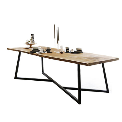 Industrial Solid Wood Table for Restaurant Rectangle Dining Table with Trestle Base Without Chairs Clearhalo 'Dining Tables & Seating' 'Dining Tables' 'dining_table' 'furn' 'furn_dining_table' 'Furniture' 'furniture_dining_table' 'Kitchen & Dining Furniture' 5043531