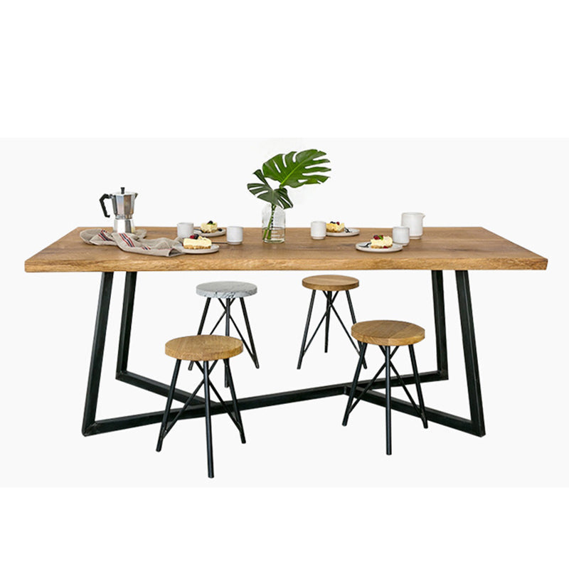 Industrial Solid Wood Table for Restaurant Rectangle Dining Table with Trestle Base Clearhalo 'Dining Tables & Seating' 'Dining Tables' 'dining_table' 'furn' 'furn_dining_table' 'Furniture' 'furniture_dining_table' 'Kitchen & Dining Furniture' 5043532