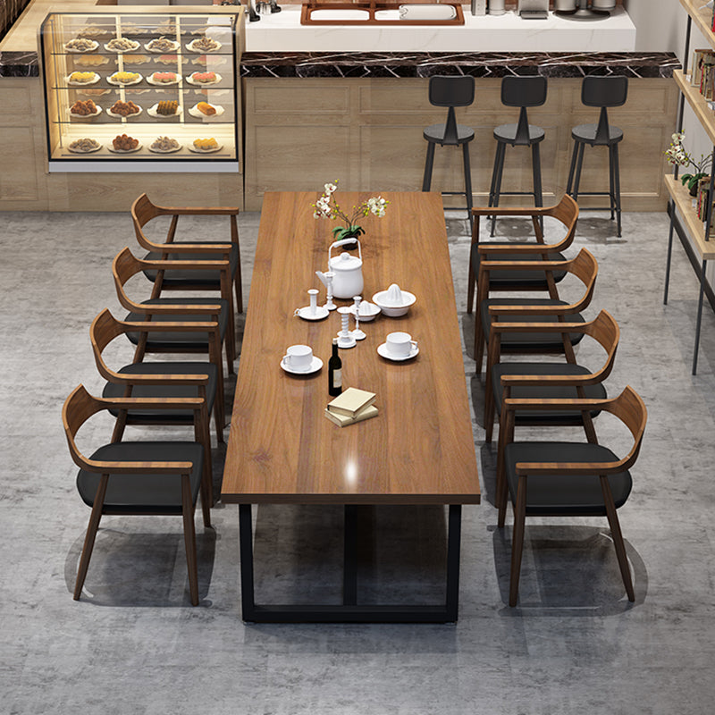 Industrial Solid Wood Table for Restaurant Dining Table with Trestle Base 94.5"L x 39.4"W x 29.5"H Without Chairs Clearhalo 'Dining Tables & Seating' 'Dining Tables' 'dining_table' 'furn' 'furn_dining_table' 'Furniture' 'furniture_dining_table' 'Kitchen & Dining Furniture' 5043550