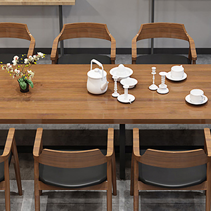Industrial Solid Wood Table for Restaurant Dining Table with Trestle Base Clearhalo 'Dining Tables & Seating' 'Dining Tables' 'dining_table' 'furn' 'furn_dining_table' 'Furniture' 'furniture_dining_table' 'Kitchen & Dining Furniture' 5043552