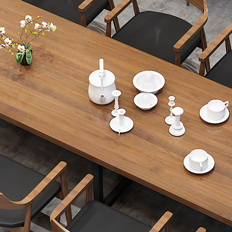 Industrial Solid Wood Table for Restaurant Dining Table with Trestle Base Clearhalo 'Dining Tables & Seating' 'Dining Tables' 'dining_table' 'furn' 'furn_dining_table' 'Furniture' 'furniture_dining_table' 'Kitchen & Dining Furniture' 5043553