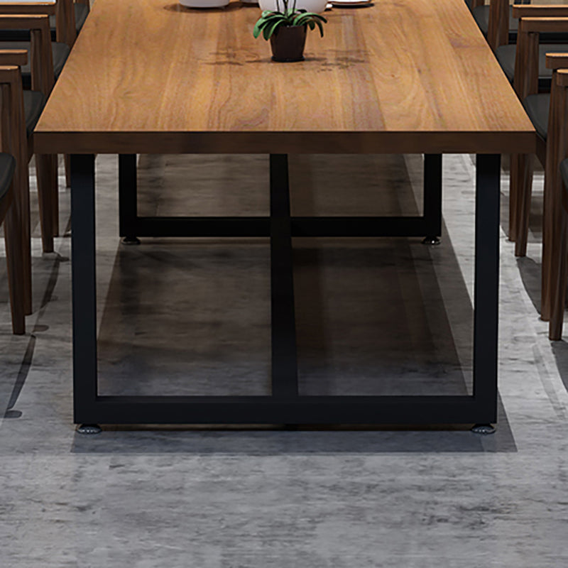 Industrial Solid Wood Table for Restaurant Dining Table with Trestle Base Clearhalo 'Dining Tables & Seating' 'Dining Tables' 'dining_table' 'furn' 'furn_dining_table' 'Furniture' 'furniture_dining_table' 'Kitchen & Dining Furniture' 5043555