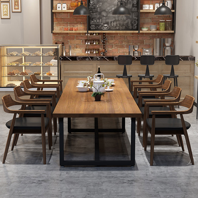 Industrial Solid Wood Table for Restaurant Dining Table with Trestle Base Clearhalo 'Dining Tables & Seating' 'Dining Tables' 'dining_table' 'furn' 'furn_dining_table' 'Furniture' 'furniture_dining_table' 'Kitchen & Dining Furniture' 5043556
