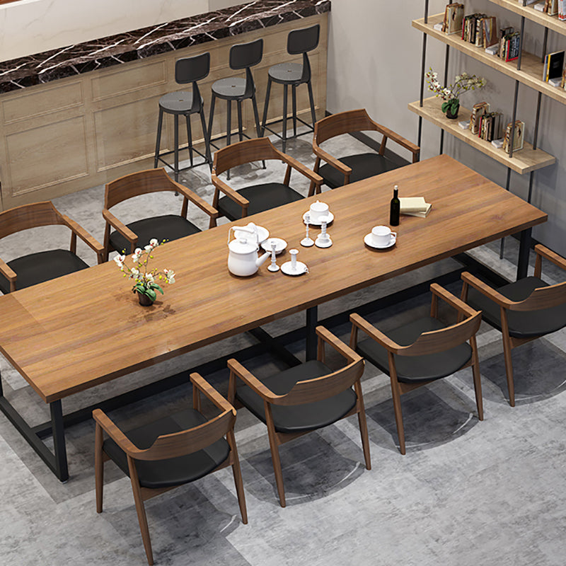 Industrial Solid Wood Table for Restaurant Dining Table with Trestle Base Clearhalo 'Dining Tables & Seating' 'Dining Tables' 'dining_table' 'furn' 'furn_dining_table' 'Furniture' 'furniture_dining_table' 'Kitchen & Dining Furniture' 5043558