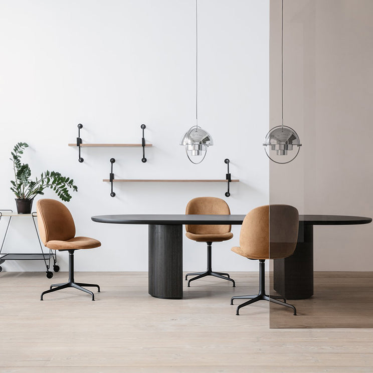 Solid Wood Contemporary Oval Table Black Wood Top Table with Double Pedestal 78.7"L x 31.5"W x 29.5"H Without Chairs Clearhalo 'Dining Tables & Seating' 'Dining Tables' 'dining_table' 'furn' 'furn_dining_table' 'Furniture' 'furniture_dining_table' 'Kitchen & Dining Furniture' 5043584