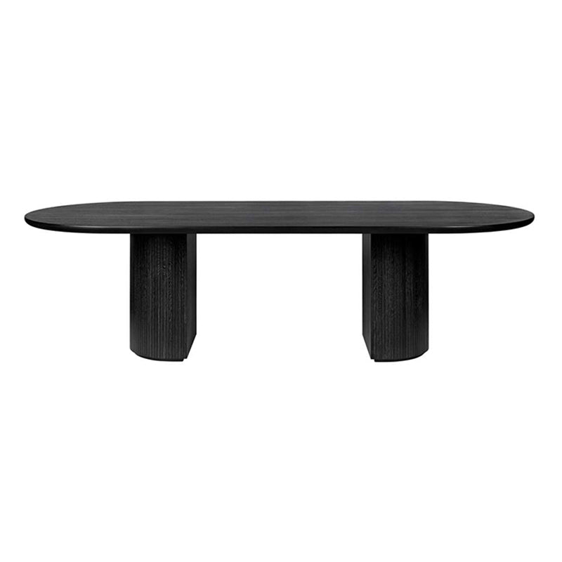 Solid Wood Contemporary Oval Table Black Wood Top Table with Double Pedestal 51.2"L x 23.6"W x 29.5"H Without Chairs Clearhalo 'Dining Tables & Seating' 'Dining Tables' 'dining_table' 'furn' 'furn_dining_table' 'Furniture' 'furniture_dining_table' 'Kitchen & Dining Furniture' 5043588