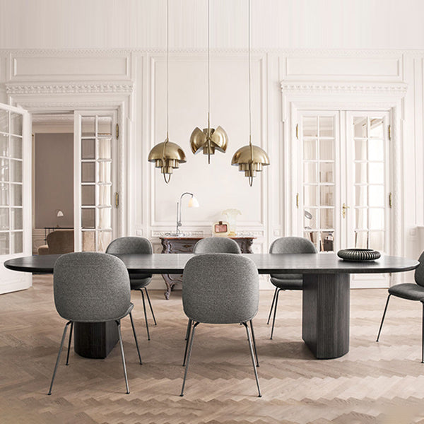 Solid Wood Contemporary Oval Table Black Wood Top Table with Double Pedestal Clearhalo 'Dining Tables & Seating' 'Dining Tables' 'dining_table' 'furn' 'furn_dining_table' 'Furniture' 'furniture_dining_table' 'Kitchen & Dining Furniture' 5043590