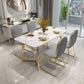 Rectangle Stone Dining Table Traditional Luxury Dinette Table for Home 63"L x 31.5"W x 29.5"H Without Chairs Clearhalo 'Dining Tables & Seating' 'Dining Tables' 'dining_table' 'furn' 'furn_dining_table' 'Furniture' 'furniture_dining_table' 'Kitchen & Dining Furniture' 5043599
