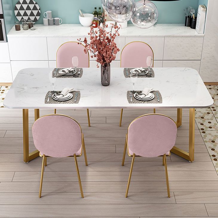 Rectangle Stone Dining Table Traditional Luxury Dinette Table for Home 70.9"L x 35.4"W x 29.5"H Without Chairs Clearhalo 'Dining Tables & Seating' 'Dining Tables' 'dining_table' 'furn' 'furn_dining_table' 'Furniture' 'furniture_dining_table' 'Kitchen & Dining Furniture' 5043600