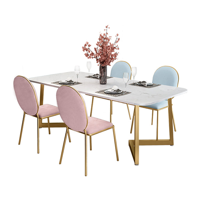 Rectangle Stone Dining Table Traditional Luxury Dinette Table for Home 47.2"L x 23.6"W x 29.5"H Without Chairs Clearhalo 'Dining Tables & Seating' 'Dining Tables' 'dining_table' 'furn' 'furn_dining_table' 'Furniture' 'furniture_dining_table' 'Kitchen & Dining Furniture' 5043602