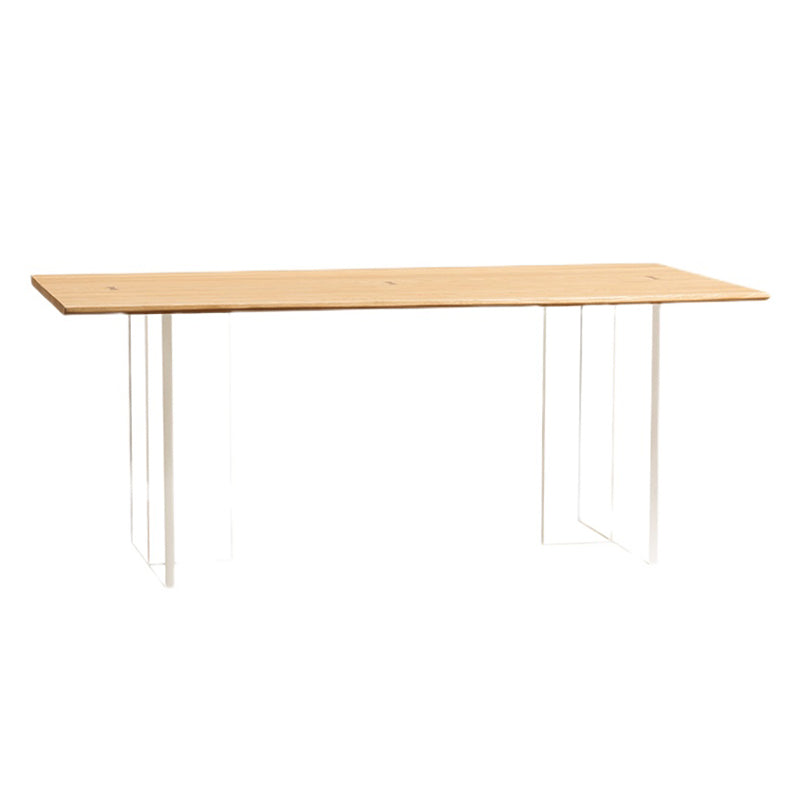 Rectangle Pine Wood Dining Table Modern Kitchen Table with Acrylic Double Pedestal Clearhalo 'Dining Tables & Seating' 'Dining Tables' 'dining_table' 'furn' 'furn_dining_table' 'Furniture' 'furniture_dining_table' 'Kitchen & Dining Furniture' 5043618