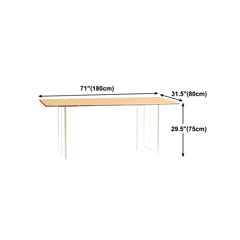 Rectangle Pine Wood Dining Table Modern Kitchen Table with Acrylic Double Pedestal Clearhalo 'Dining Tables & Seating' 'Dining Tables' 'dining_table' 'furn' 'furn_dining_table' 'Furniture' 'furniture_dining_table' 'Kitchen & Dining Furniture' 5043624