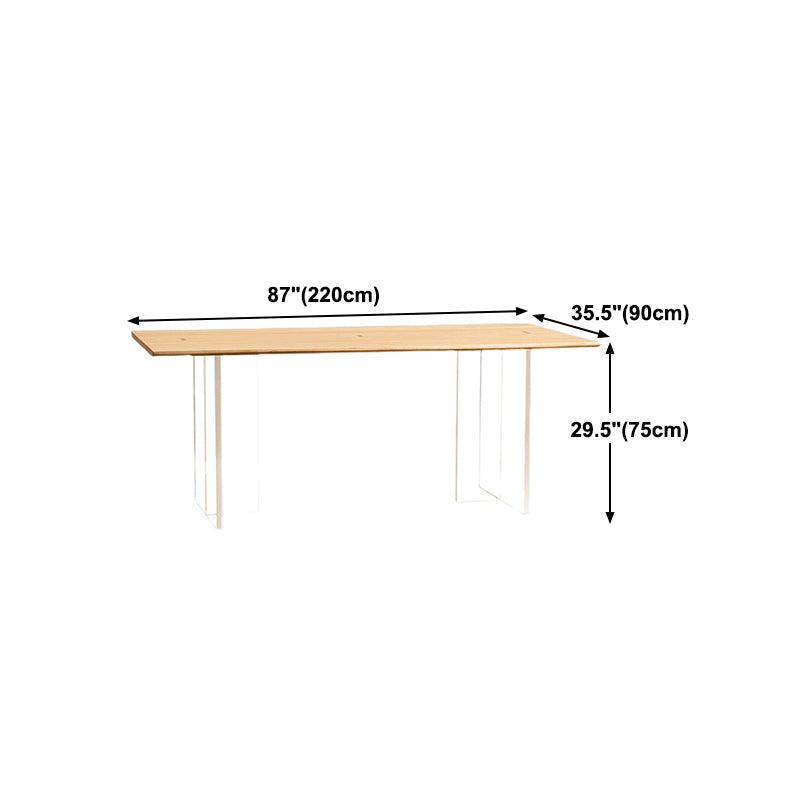 Rectangle Pine Wood Dining Table Modern Kitchen Table with Acrylic Double Pedestal Clearhalo 'Dining Tables & Seating' 'Dining Tables' 'dining_table' 'furn' 'furn_dining_table' 'Furniture' 'furniture_dining_table' 'Kitchen & Dining Furniture' 5043626