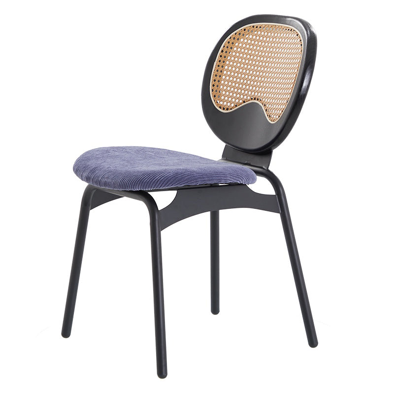 Modern Style Side Chair Upholstered King Louis Back Armless Dining Chair Blue-Black 1 Piece Clearhalo 'Dining Chairs' 'Dining Tables & Seating' 'dining_chair' 'furn' 'furn_dining_chair' 'Furniture' 'furniture_dining_chair' 'Kitchen & Dining Furniture' 5043631