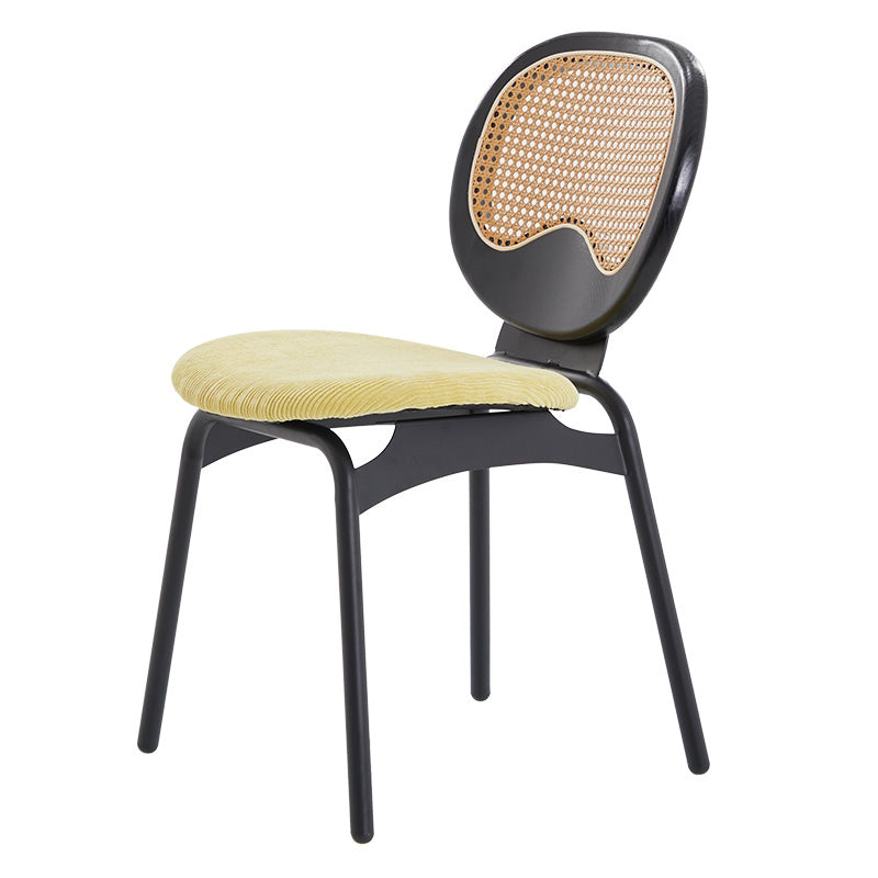 Modern Style Side Chair Upholstered King Louis Back Armless Dining Chair Yellow Black 1 Piece Clearhalo 'Dining Chairs' 'Dining Tables & Seating' 'dining_chair' 'furn' 'furn_dining_chair' 'Furniture' 'furniture_dining_chair' 'Kitchen & Dining Furniture' 5043634