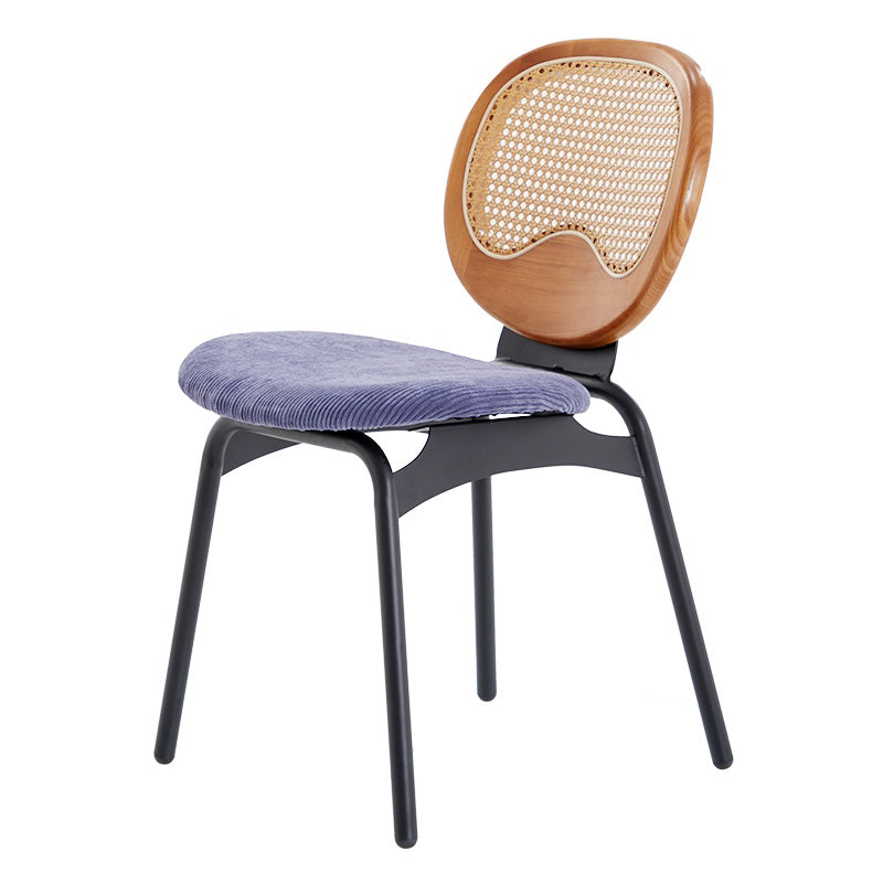 Modern Style Side Chair Upholstered King Louis Back Armless Dining Chair Blue-Brown 1 Piece Clearhalo 'Dining Chairs' 'Dining Tables & Seating' 'dining_chair' 'furn' 'furn_dining_chair' 'Furniture' 'furniture_dining_chair' 'Kitchen & Dining Furniture' 5043635